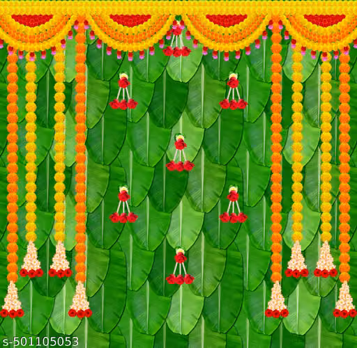 Wedding Pooja Decoration Curtain Backdrop, Size 5x5, Green (Pack of 1)